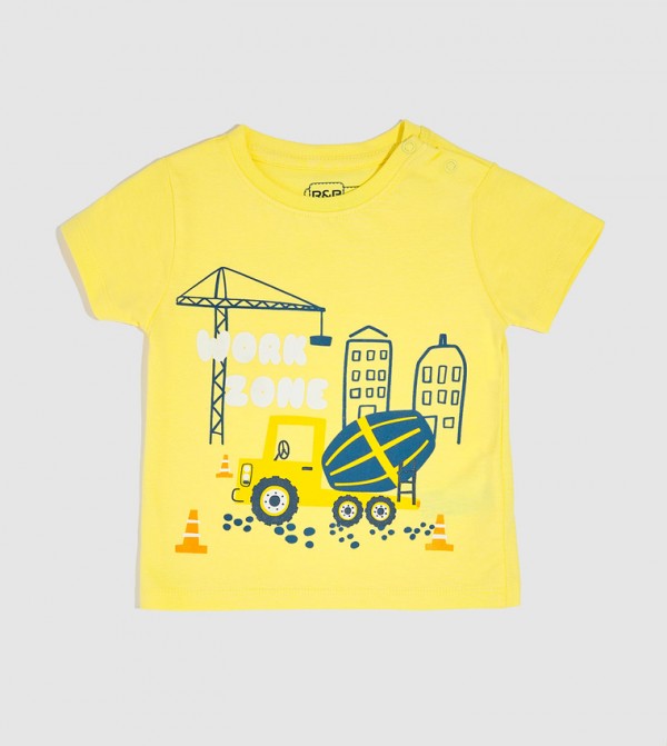 Graphic Print T-Shirt with Crew Neck and Short Sleeves