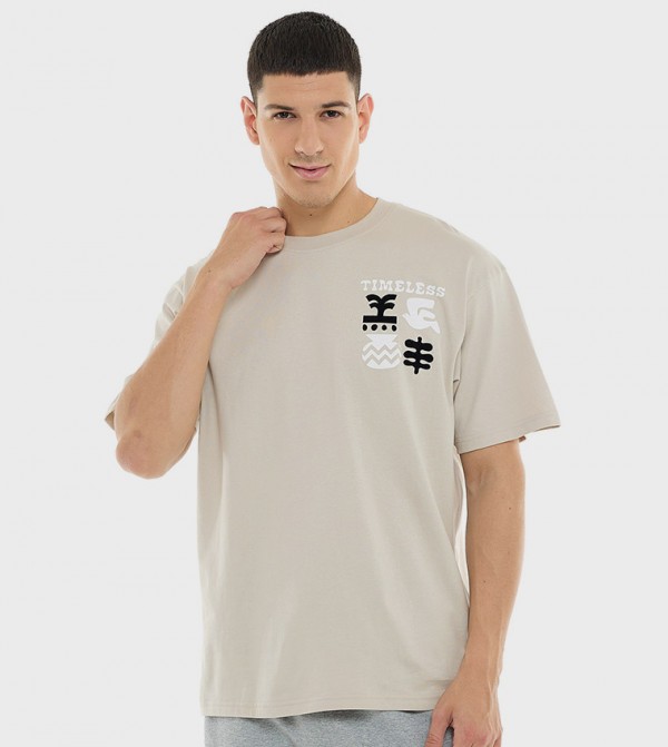 Printed T-Shirt with Crew Neck and Short Sleeves
