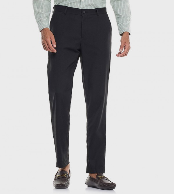 Solid Formal Trousers with Button Closure