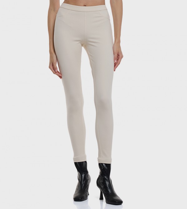 Solid Skinny Fit Pants with Elastic Waist