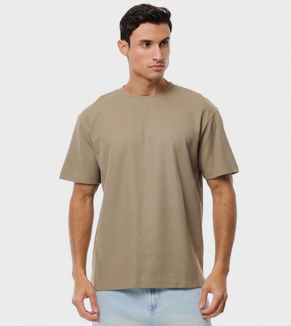 Solid T-Shirt with Crew Neck and Short Sleeves