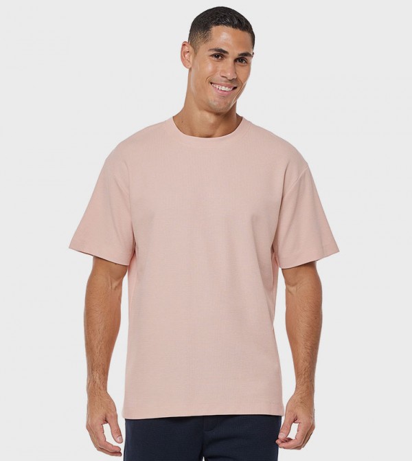 Textured T-Shirt With Crew Neck And Short Sleeves