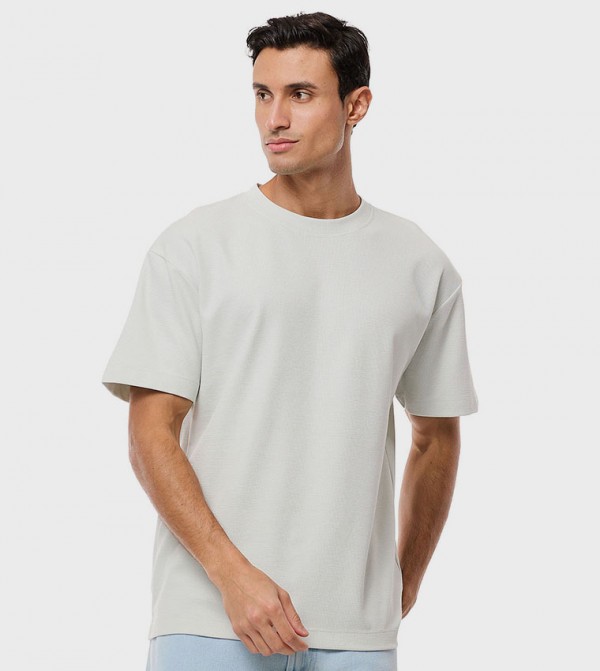 Solid T-Shirt with Crew Neck and Short Sleeves