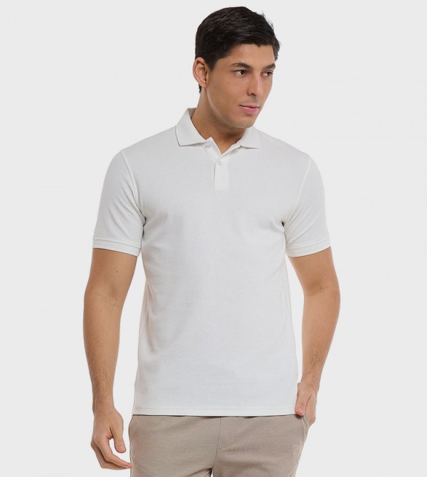 Textured Polo T-Shirt with Short Sleeves