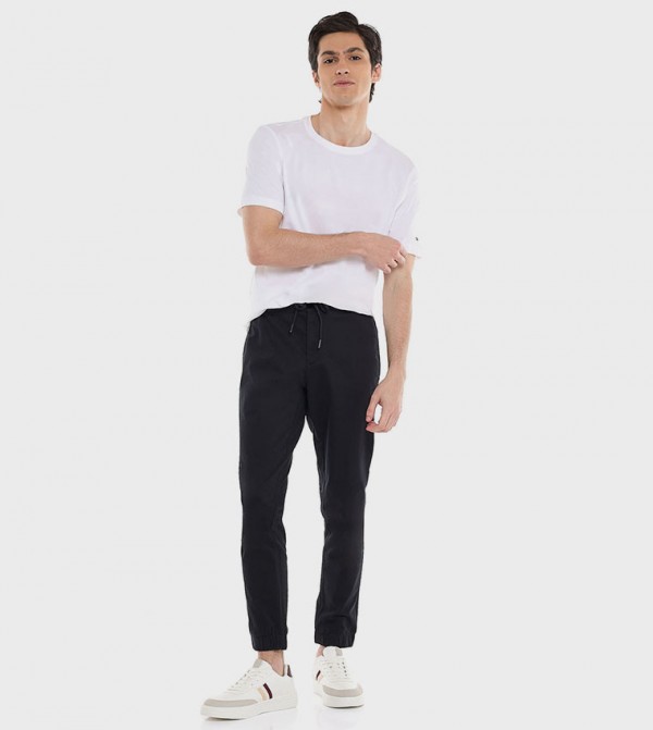 Solid Jogger Pants with Drawstring Waist