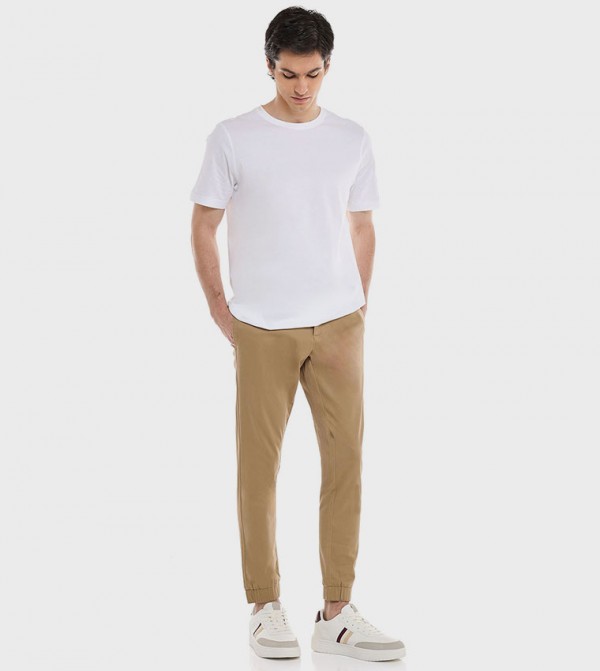 Solid Jogger Pants with Drawstring Waist