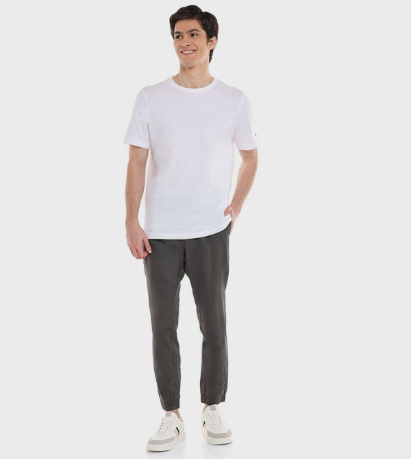 Solid Jogger Pants with Drawstring Waist