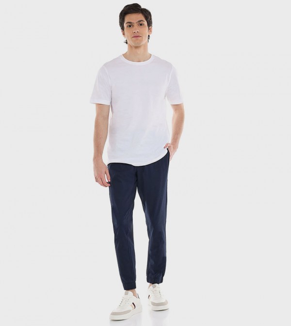 Solid Jogger Pants with Drawstring Waist