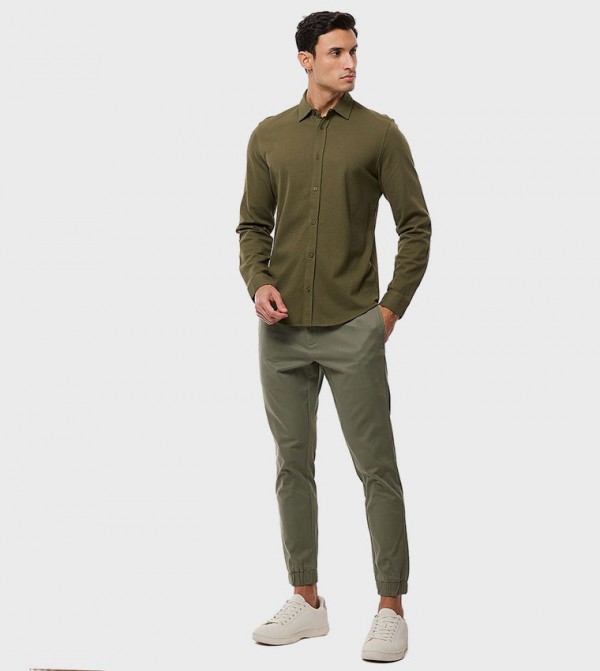 Solid Jogger Pants with Drawstring Waist
