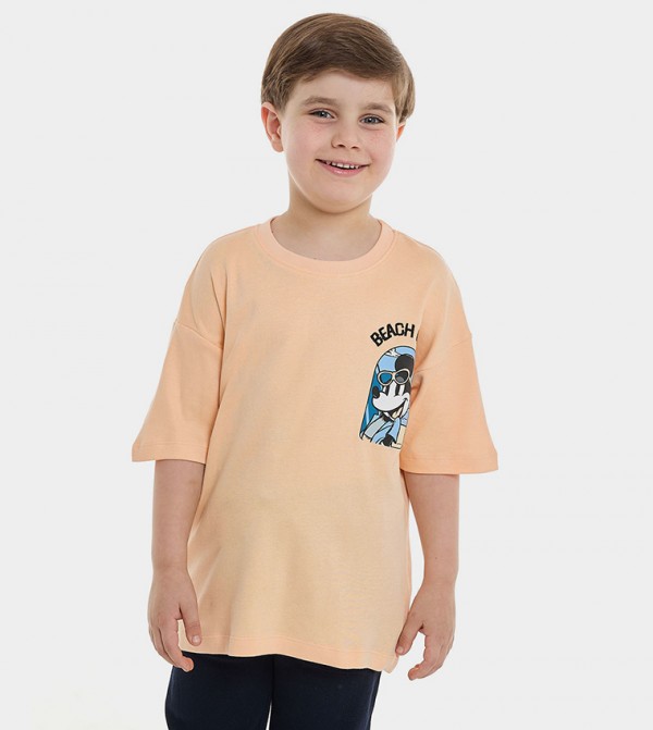Mickey Mouse Print T-Shirt with Crew Neck and Short Sleeves