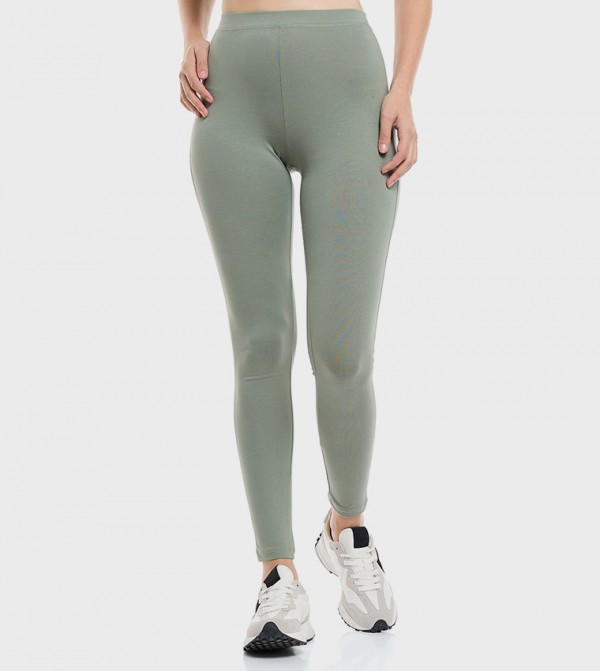 Solid Leggings with Elastic Waist