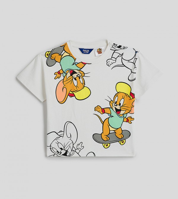 Jerry Print T-Shirt with Crew Neck and Short Sleeves