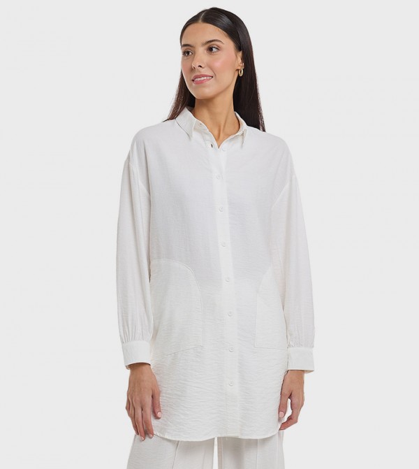 Solid Shirt Tunic with Classic Collar