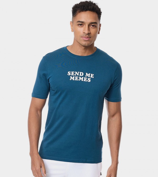 Printed T-shirt with Crew Neck and Short Sleeves