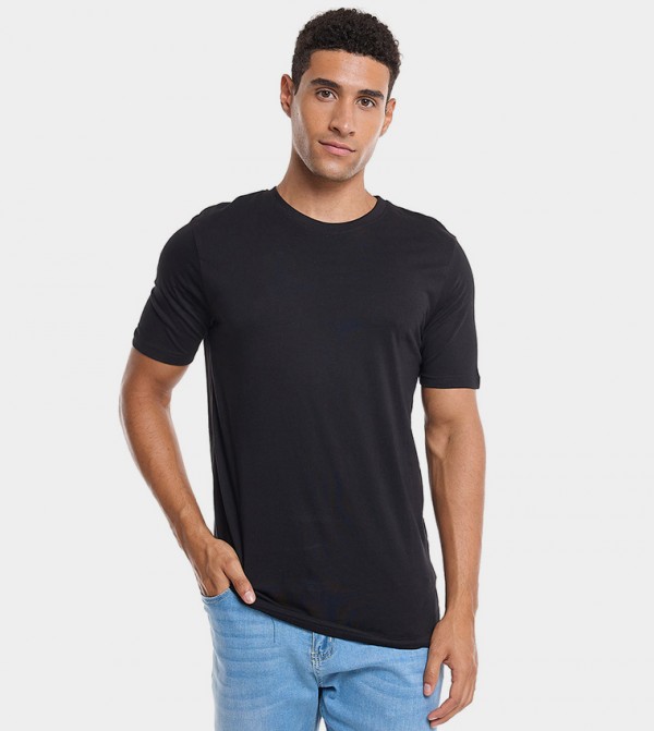 Solid T-Shirt with Crew Neck and Short Sleeves