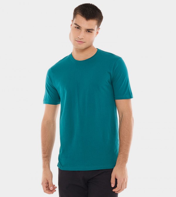 Solid T-Shirt with Crew Neck and Short Sleeves