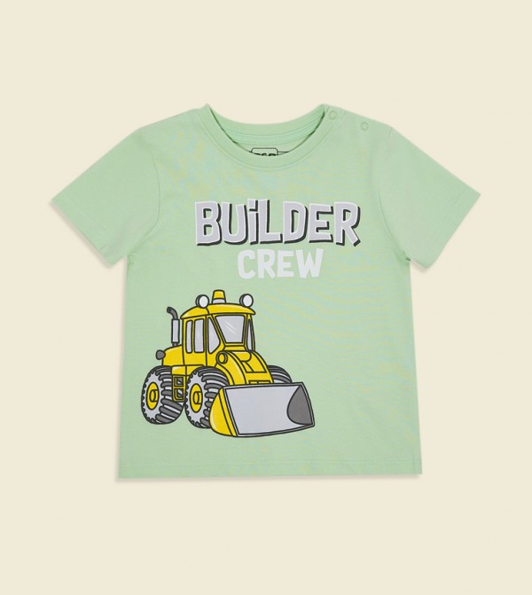 Graphic Print T-Shirt with Crew Neck and Short Sleeves