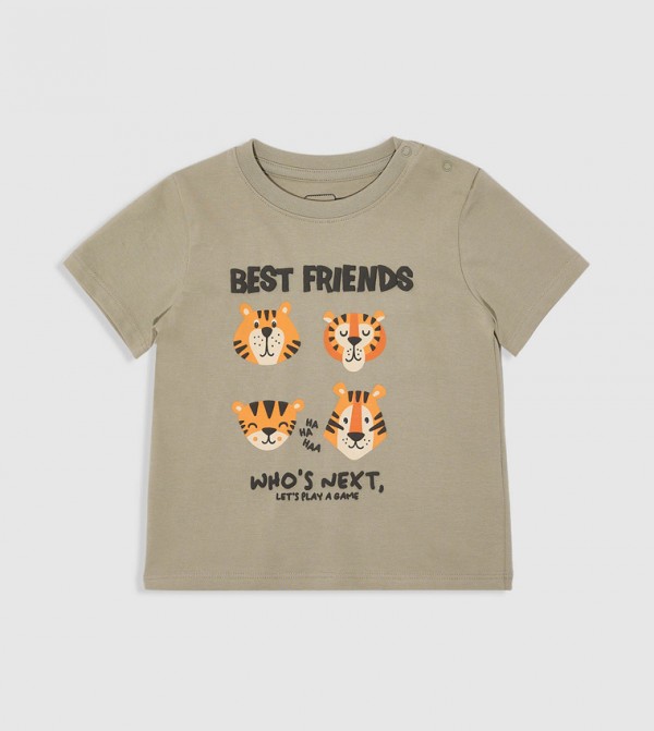 Graphic Print T-Shirt with Crew Neck and Short Sleeves