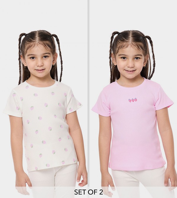 Pack of 2 Printed T-Shirts with Short Sleeves