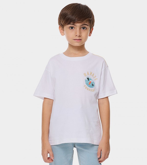 Printed T-Shirt with Crew Neck and Short Sleeves