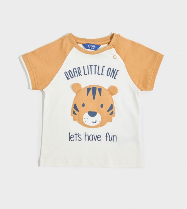 Printed T-Shirt with Crew Neck and Raglan Sleeves