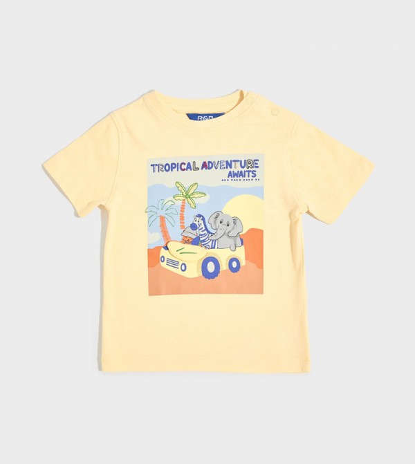 Appliqued T-Shirt with Crew Neck and Short Sleeves