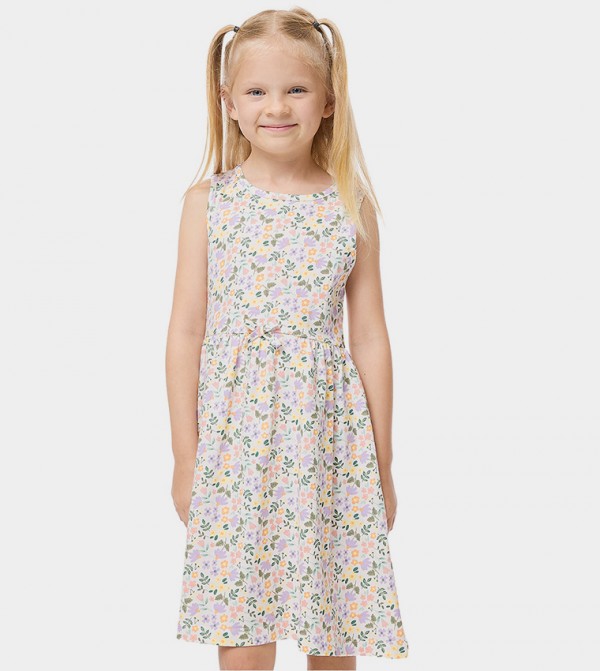 Floral Printed Sleeveless Flared Dress