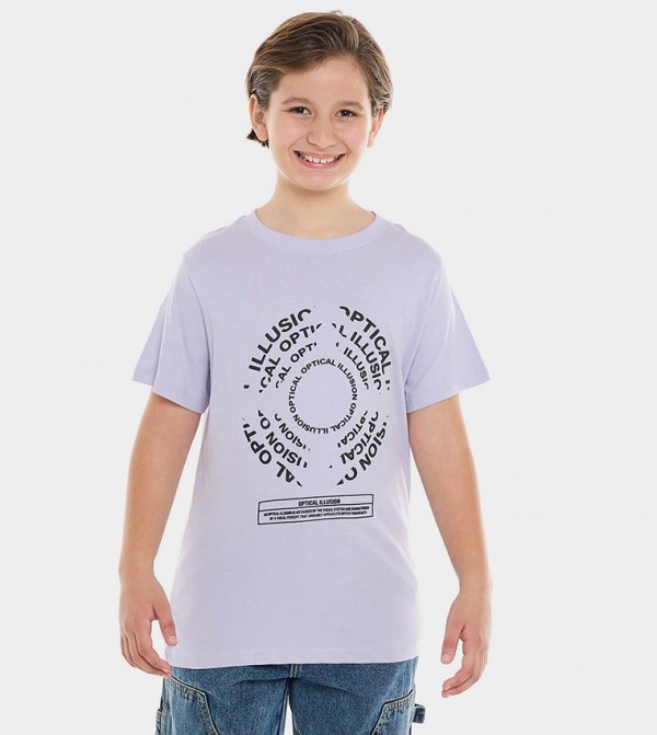 Printed T-Shirt with Crew Neck and Short Sleeves