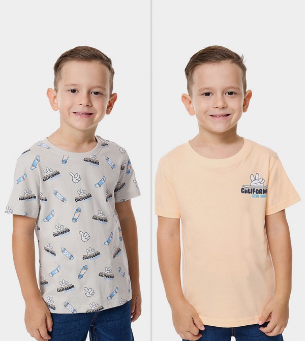 2 Pack Printed T-Shirts with Short Sleeves