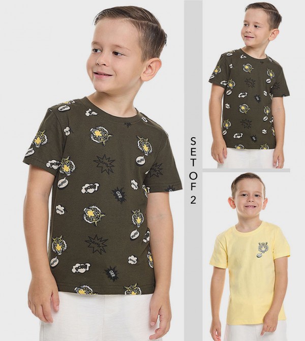 Printed T-Shirt with Crew Neck and Short Sleeves