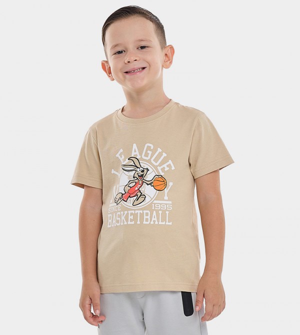 Printed T-Shirt with Crew Neck and Short Sleeves