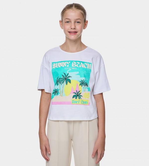 Graphic T-Shirt with Crew Neck and Short Sleeves