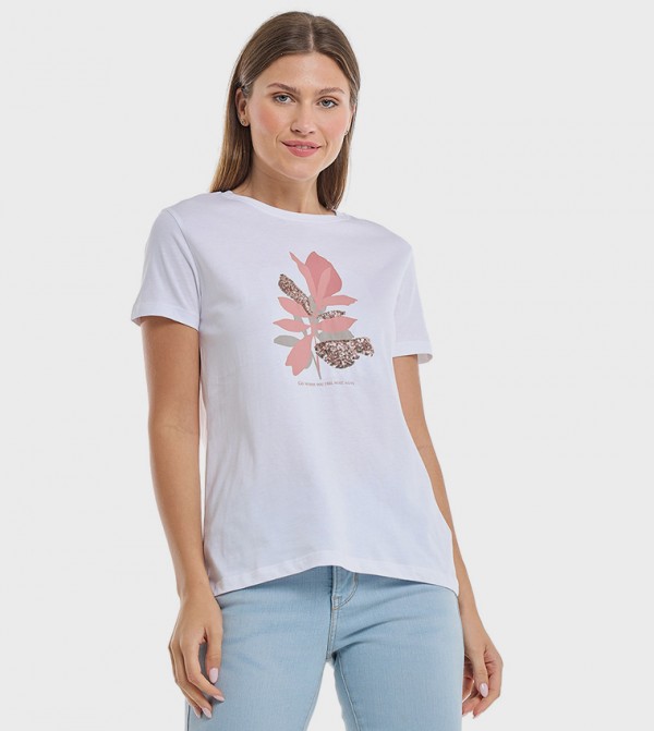 Graphic Print T-Shirt with Crew Neck