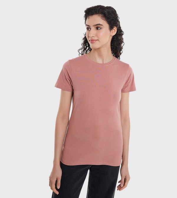 Solid T-Shirt with Crew Neck and Short Sleeves