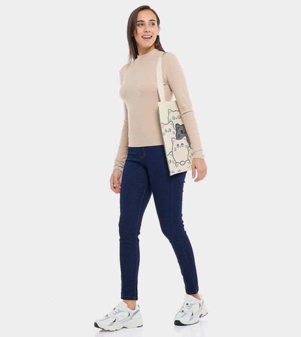 Solid Skinny Fit Jeggings with Elastic Waist