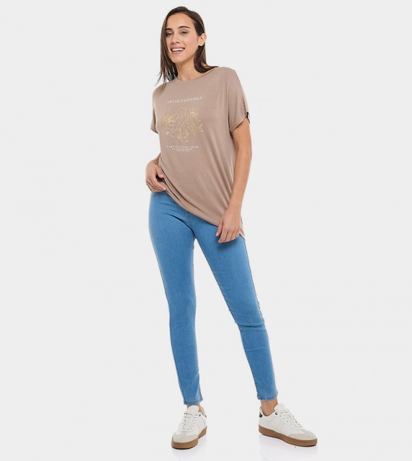 Solid Skinny Fit Jeggings with Elastic Waist