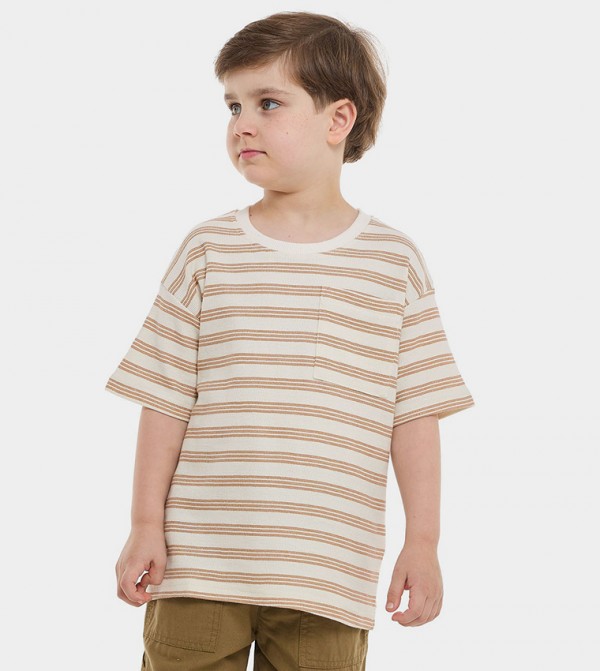 Striped T-Shirt with Crew Neck and Short Sleeves