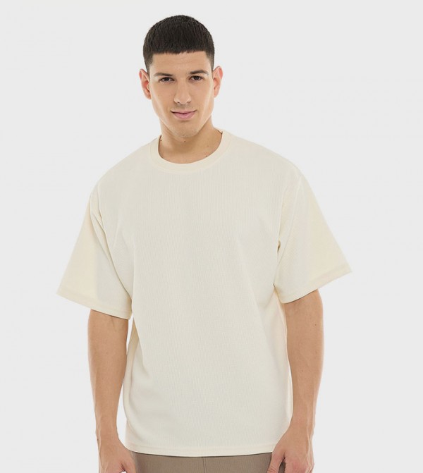 Solid Oversized T-Shirt with Crew Neck and Short Sleeves