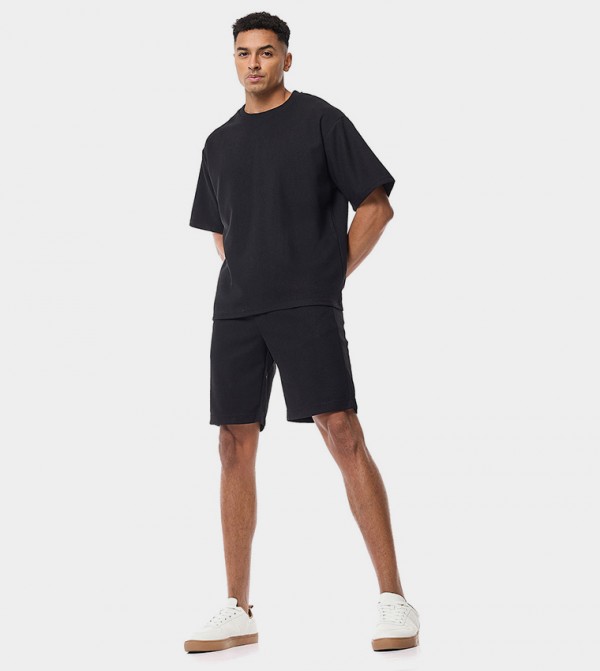 Textured Shorts With Drawstring Waist