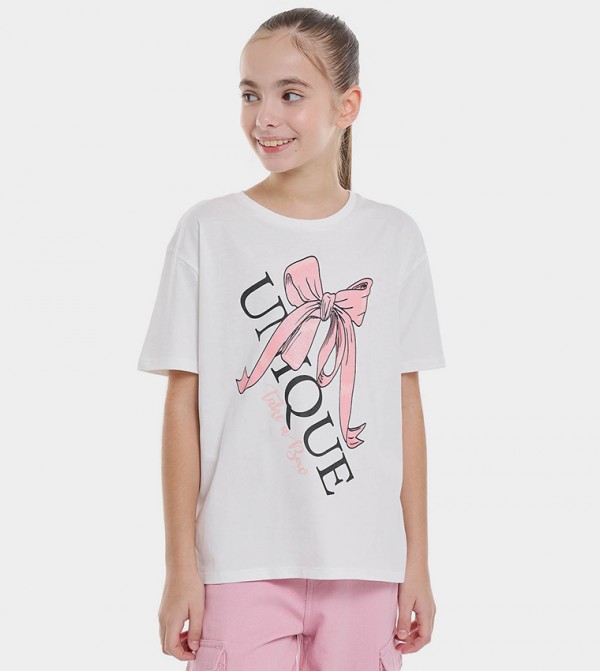 Printed T-Shirt with Crew Neck and Short Sleeves