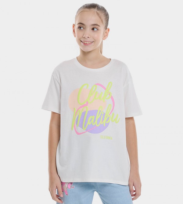 Printed T-Shirt with Crew Neck and Short Sleeves