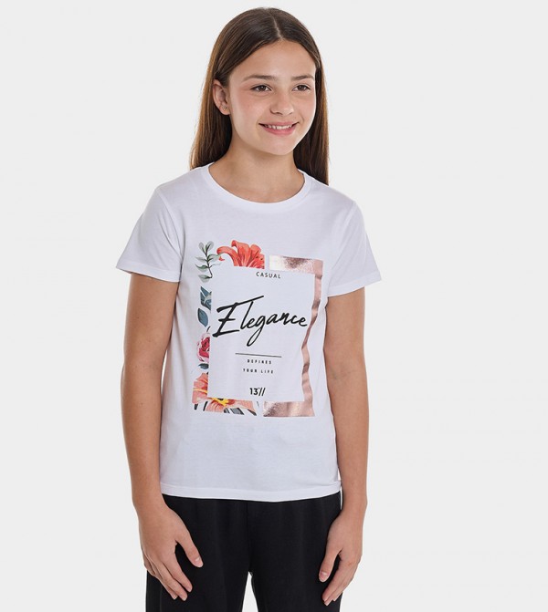 Printed T-Shirt with Crew Neck and Short Sleeves