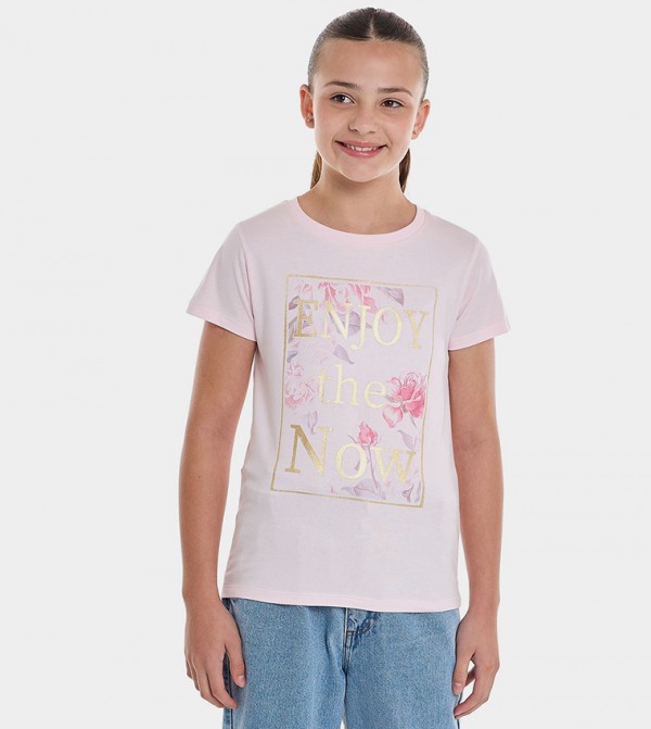 Printed T-Shirt with Crew Neck and Short Sleeves
