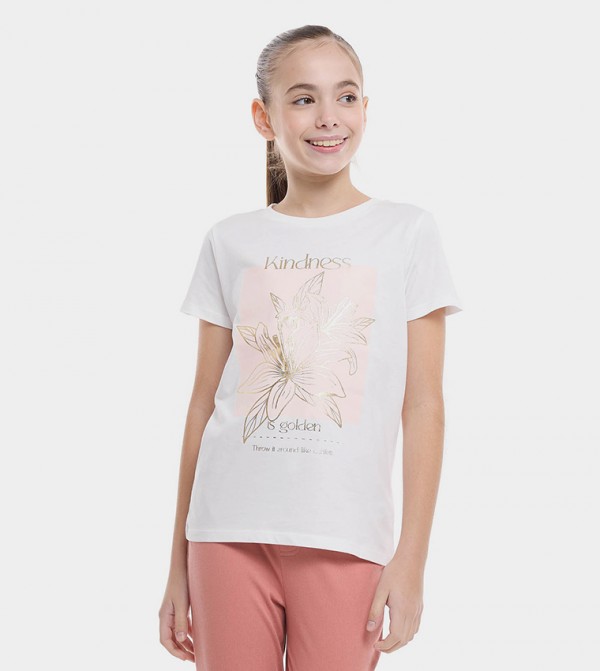 Printed T-Shirt with Crew Neck and Short Sleeves