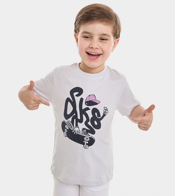 Printed T-Shirt with Crew Neck and Short Sleeves