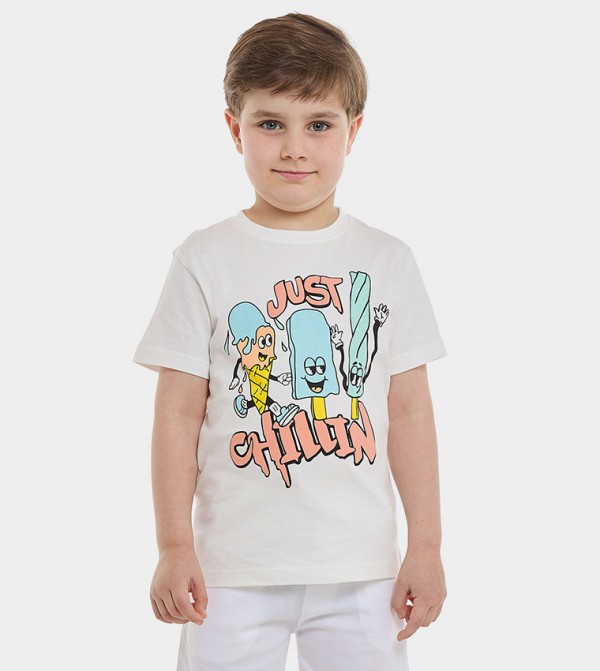 Printed T-Shirt with Crew Neck and Short Sleeves