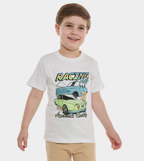 Printed T-Shirt with Crew Neck and Short Sleeves