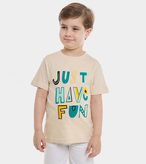 Printed T-Shirt with Crew Neck and Short Sleeves