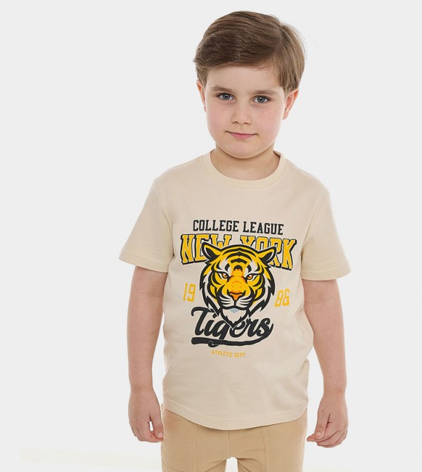 Printed T-Shirt with Crew Neck and Short Sleeves