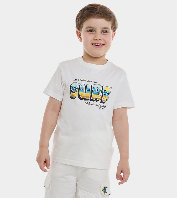 Printed T-Shirt with Crew Neck and Short Sleeves